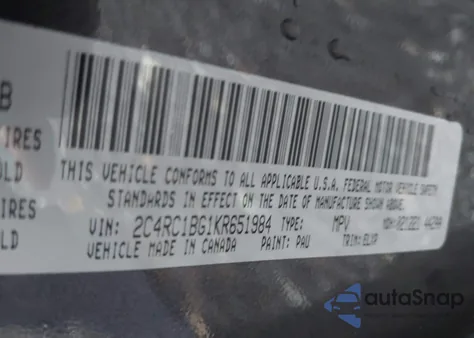 2019 Chrysler Pacifica Touring L from USA, damaged, VIN 2C4RC1BG1KR651984